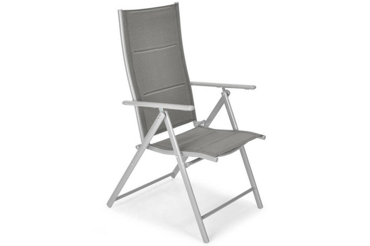 GARTENSTUHL Modena Silber, mit Verstellbarer Rückenlehne - Silberfarben, Holzwerkstoff (57/107/70cm) - Bettso