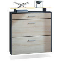 SCHUHSCHRANK Malea Fronten in Eiche sägerau - Eiche San Remo, Holzwerkstoff (89/96/23cm) - Vladon
