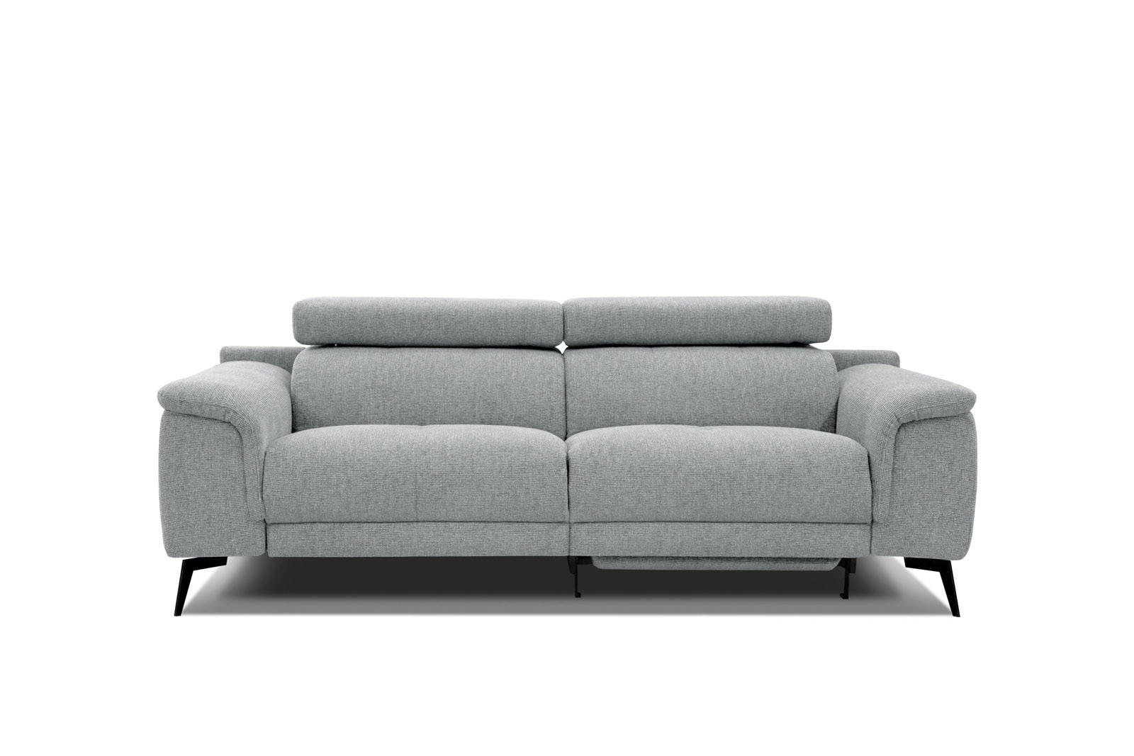 RELAXSOFA FIERO 3-Sitzer mit 1 Relaxfunktion, silberfarben - Silberfarben/Schwarz, Holzwerkstoff/Textil (212/82/103cm) - Courtois Laville