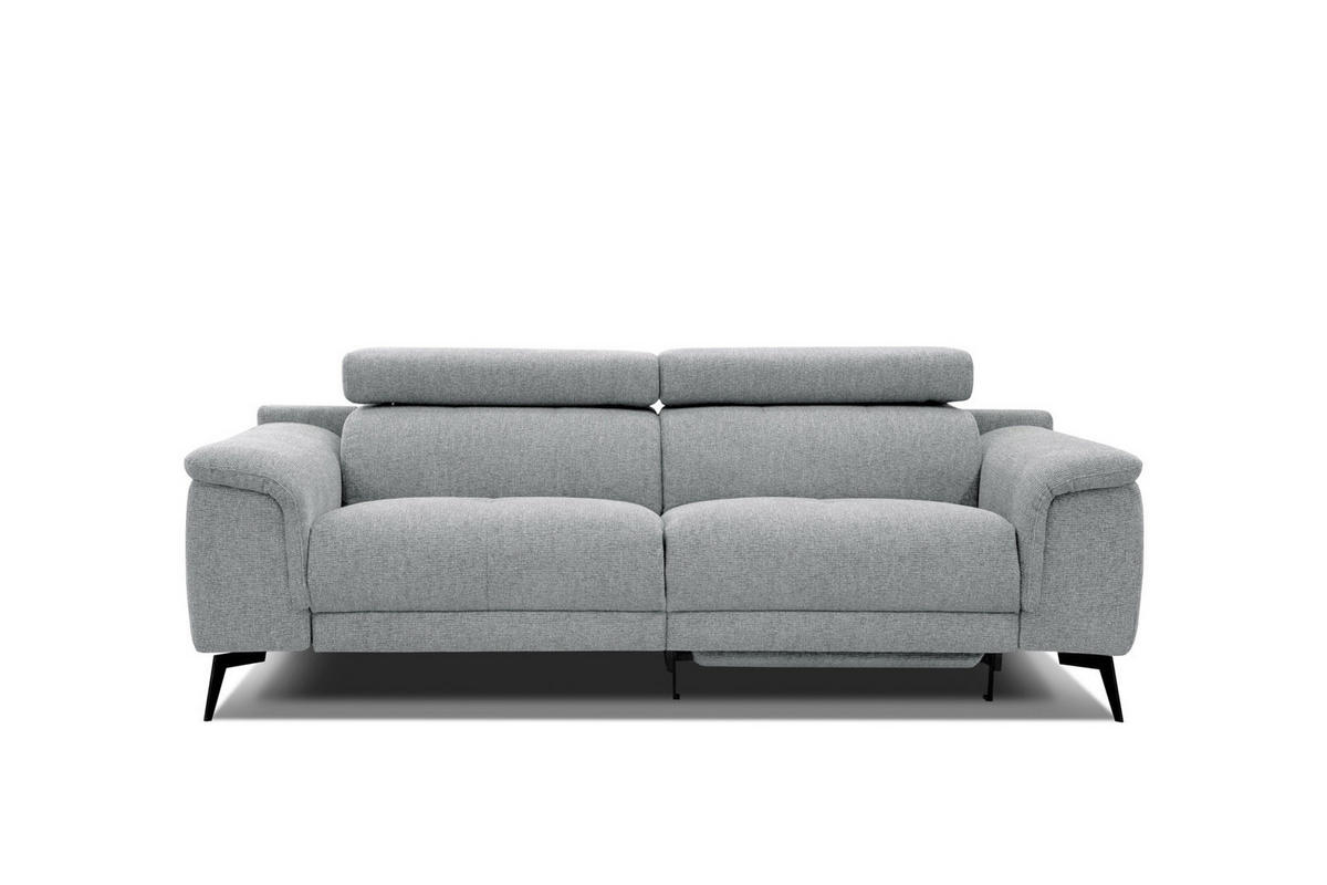 RELAXSOFA FIERO 3-Sitzer mit 1 Relaxfunktion, silberfarben - Silberfarben/Schwarz, Holzwerkstoff/Textil (212/82/103cm) - Courtois Laville