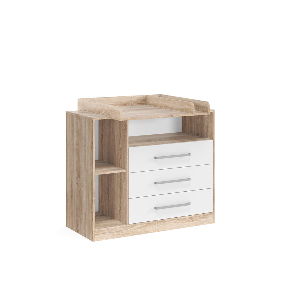 WICKELKOMMODE Olina, Sonoma/Weiß, 110 x 93 cm - Weiß/Sonoma Eiche, Holzwerkstoff (110/93/50cm) - Vicco