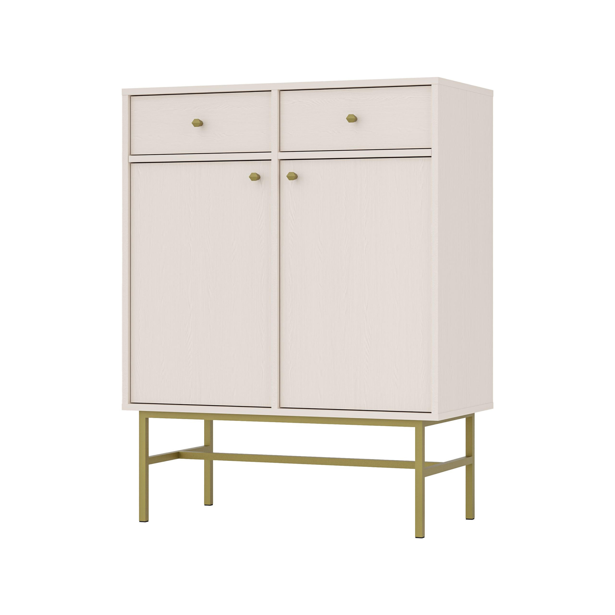SIDEBOARD TORINO 84/108/41cm mit 2 Schubladen 2 Türen Beige - Beige, Holzwerkstoff (84/108/41cm) - MASSENO