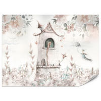 FOTOTAPETE für Kinderzimmer Prinzessin Turm Blumen Pflanzen 200x140 - Multicolor, Papier (200/140cm) - Muralo