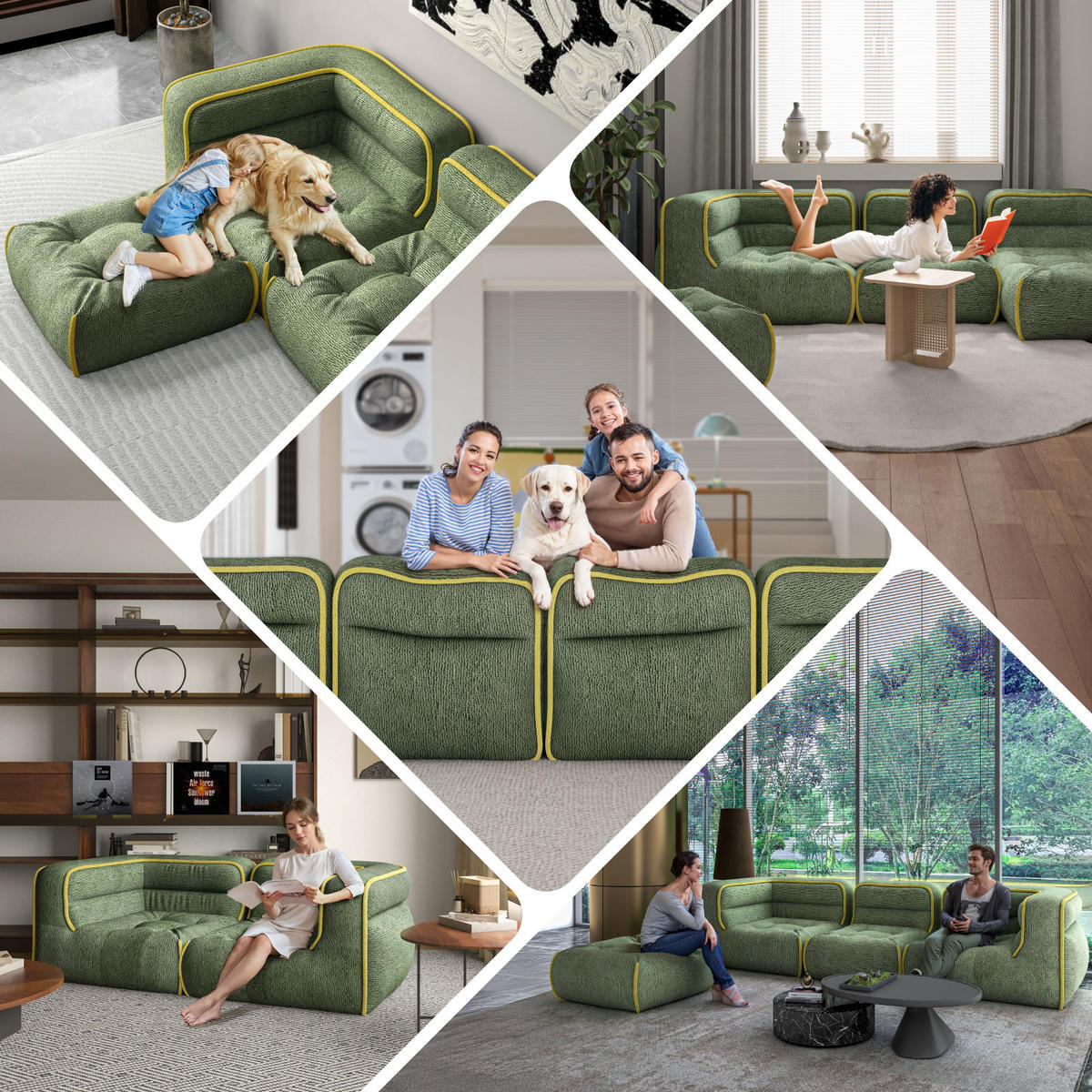 MODULARES Sofa in Grün - Grün, Textil (262/72/142cm) - Vercart