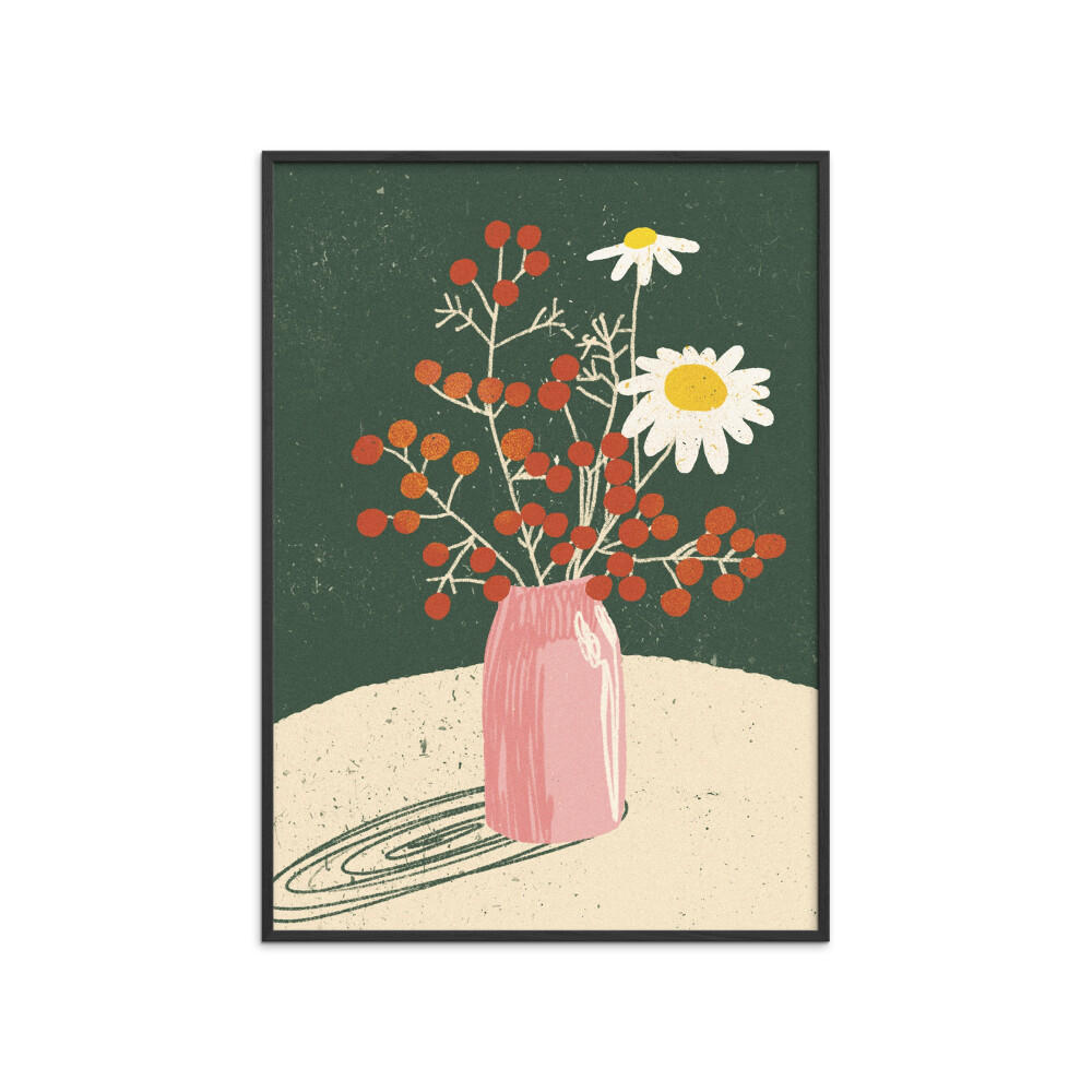 POSTER mit Rahmen Gigi Rosado - Winter Bouquet - Schwarz/Grün, Holz/Papier (50/70cm) - Poster&Frame