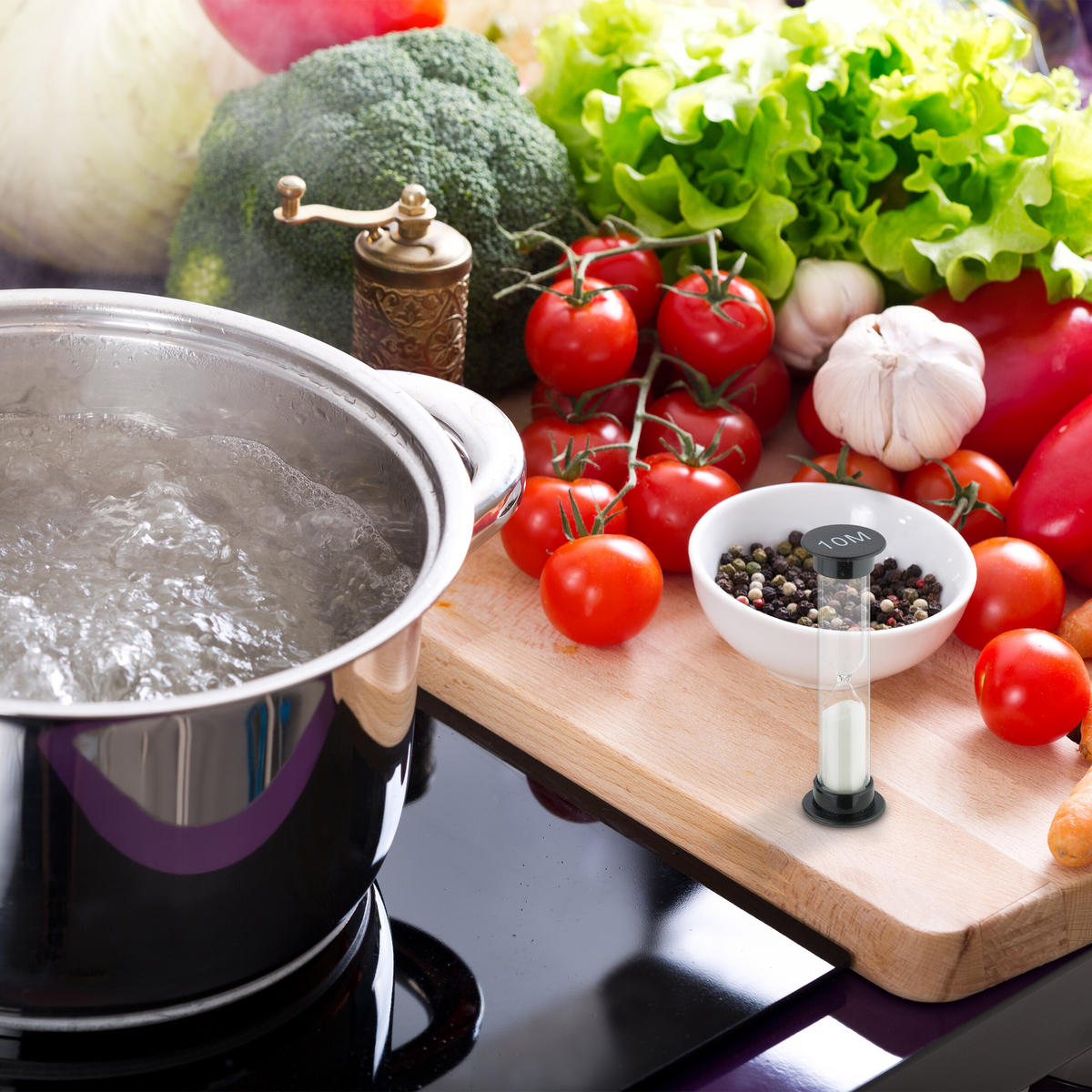 5-DIELNA súprava pieskových hodín - viacfarebná, plast/prírodné materiály (2.5/9/2.5cm) - Relaxdays