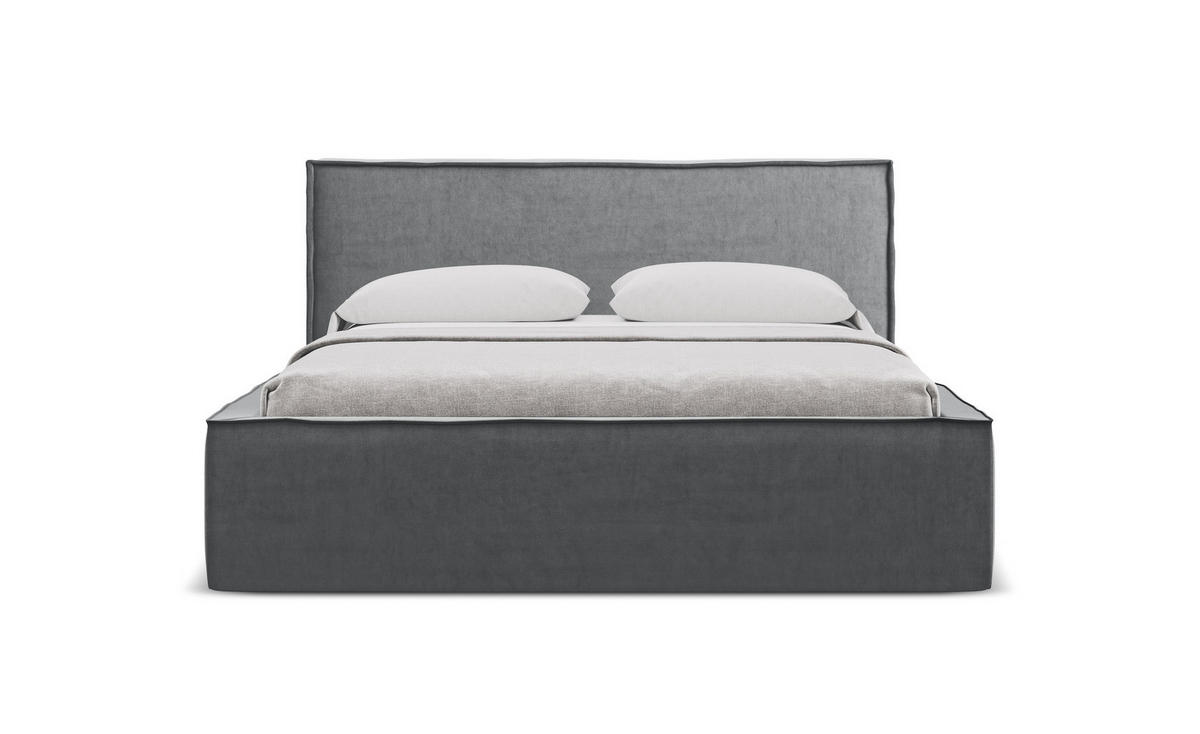 POLSTERBETT mit Bettkasten und Lattenrost 180x228 Grau - Dunkelgrau/Schwarz, Kunststoff/Textil (160/200cm) - Makamii