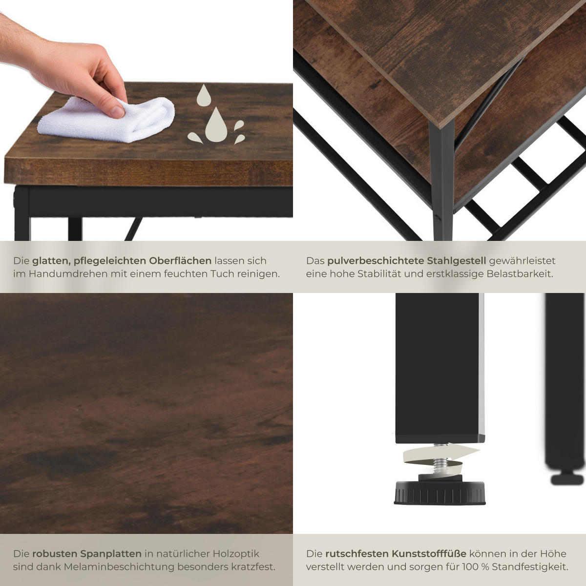 KÜCHENREGAL Akeley, 120 x 60 x 90, 5 cm, Industrial Holz dunkel, rustikal - Rostfarben, Holzwerkstoff (60/90.5/120cm) - tectake
