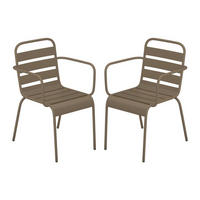 GARTENSESSEL stapelbar 2er-Set - Metall - Taupe - MIRMANDE von MYLIA - Braun, Metall (59/79/56cm) - Vente-Unique