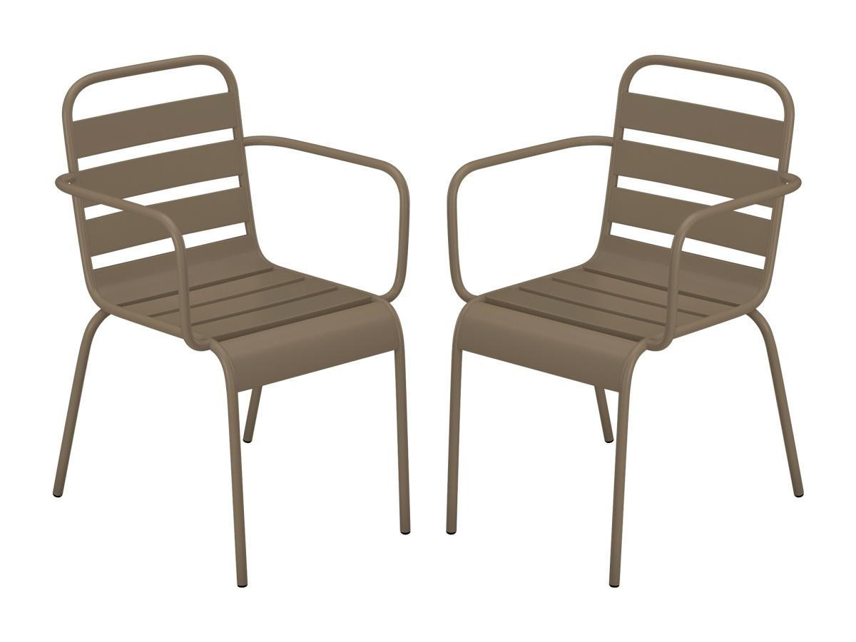 GARTENSESSEL stapelbar 2er-Set - Metall - Taupe - MIRMANDE von MYLIA - Braun, Metall (59/79/56cm) - Vente-Unique