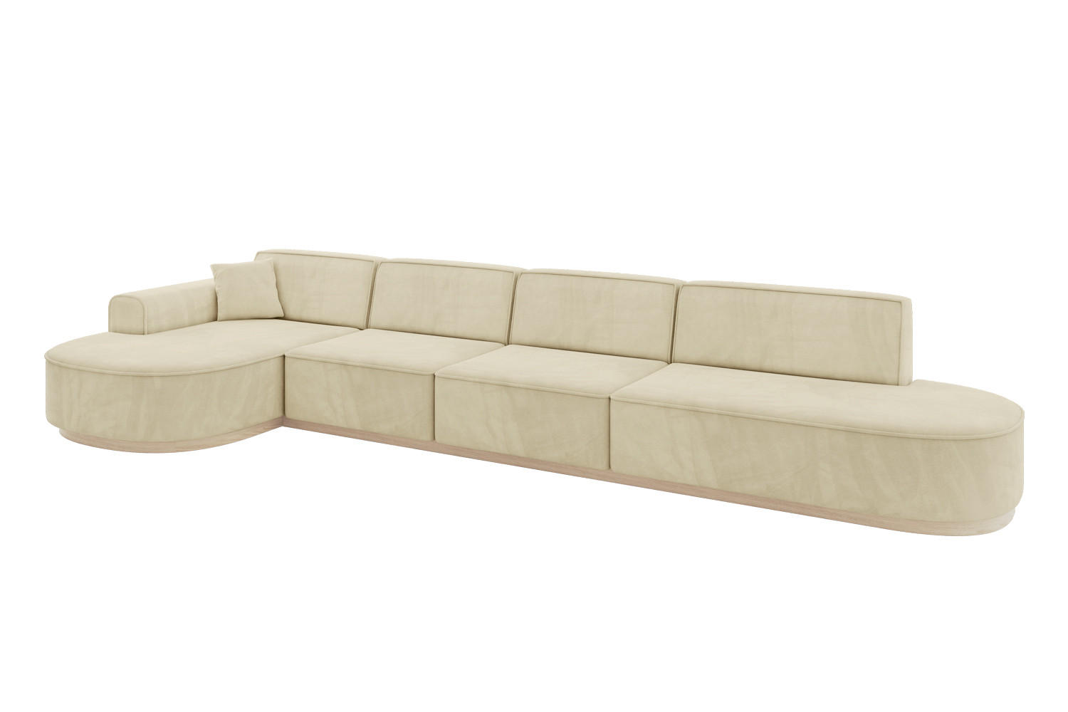ECKSOFA Ottomane Links MARI-L3-v1 - 413x171x83 cm Beige Velours - Beige, Holzwerkstoff/Textil (413/171cm) - ALTDECOR