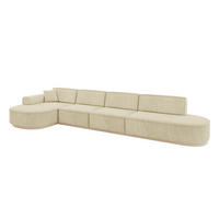 ECKSOFA Ottomane Links MARI-L3-v1 - 413x171x83 cm Beige Velours - Beige, Holzwerkstoff/Textil (413/171cm) - ALTDECOR