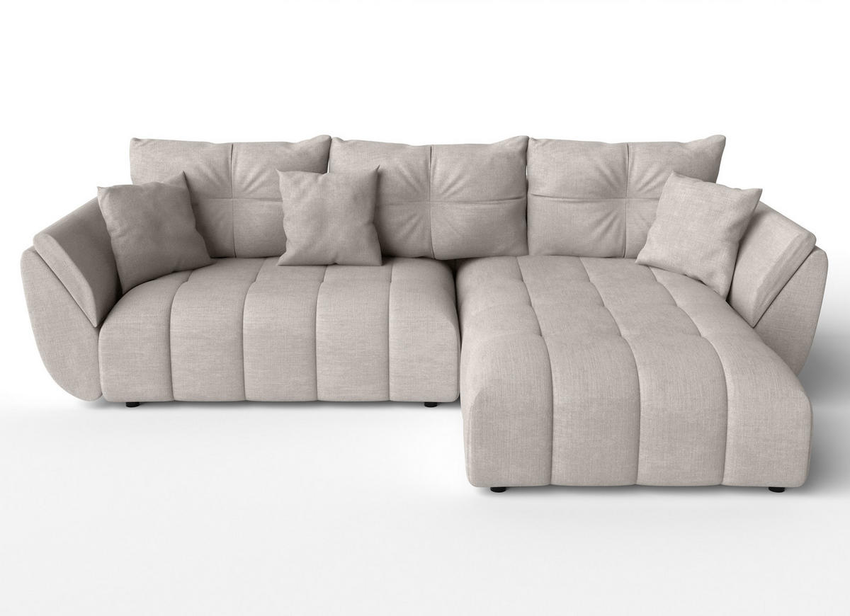ECKSOFA L Form Antalya Beige 280/190/91 cm – mit Bettkasten - Beige/Schwarz, Kunststoff/Textil (280/190cm) - AX Living