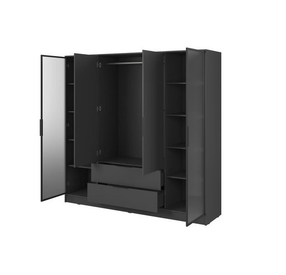 KLEIDERSCHRANK – 206 cm – Kelly – Graphitfarben – KS-GEN0283 - Graphitfarben, Holzwerkstoff (206/200/51cm) - hi-markt