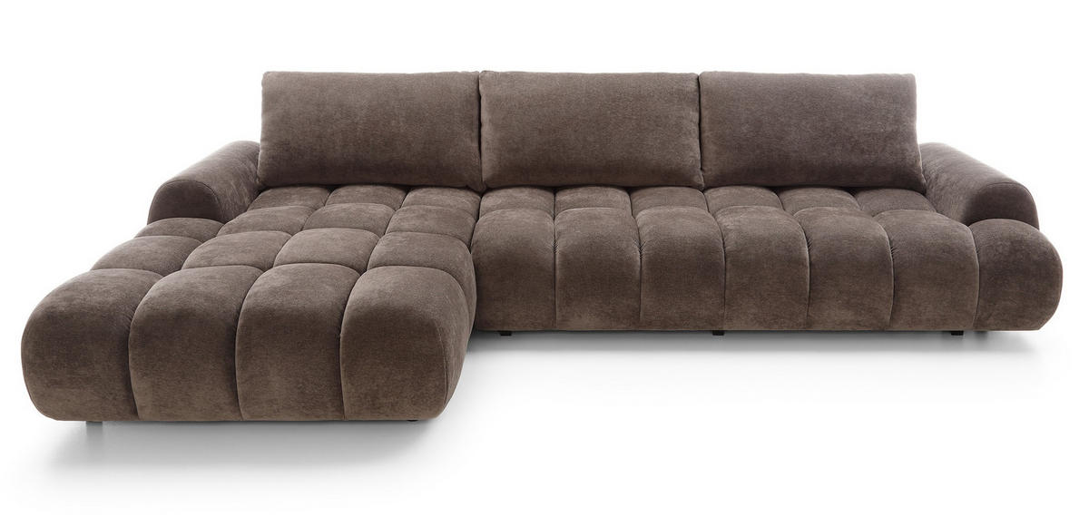 ECKSOFA 340 cm Valerio II, Schlaffunktion, Bettkasten, Links, Braun - Braun, Holz (340/177cm) - Emporius