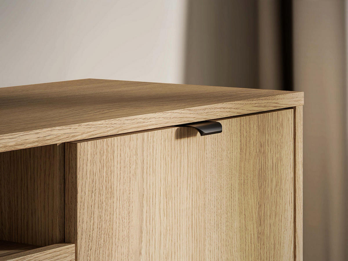 TV-LOWBOARD Heggers 3-türig, Eiche Mavelie, 150 cm - Eichefarben/Schwarz, Holzwerkstoff (150/53.2/33cm) - Selsey