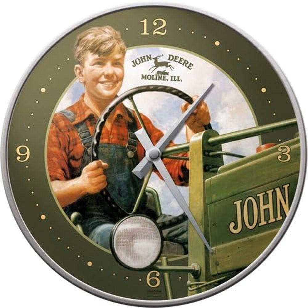WANDUHR 31 cm John Deere Boy - Dunkelgrün, Metall (31/31/5cm) - Nostalgic-Art