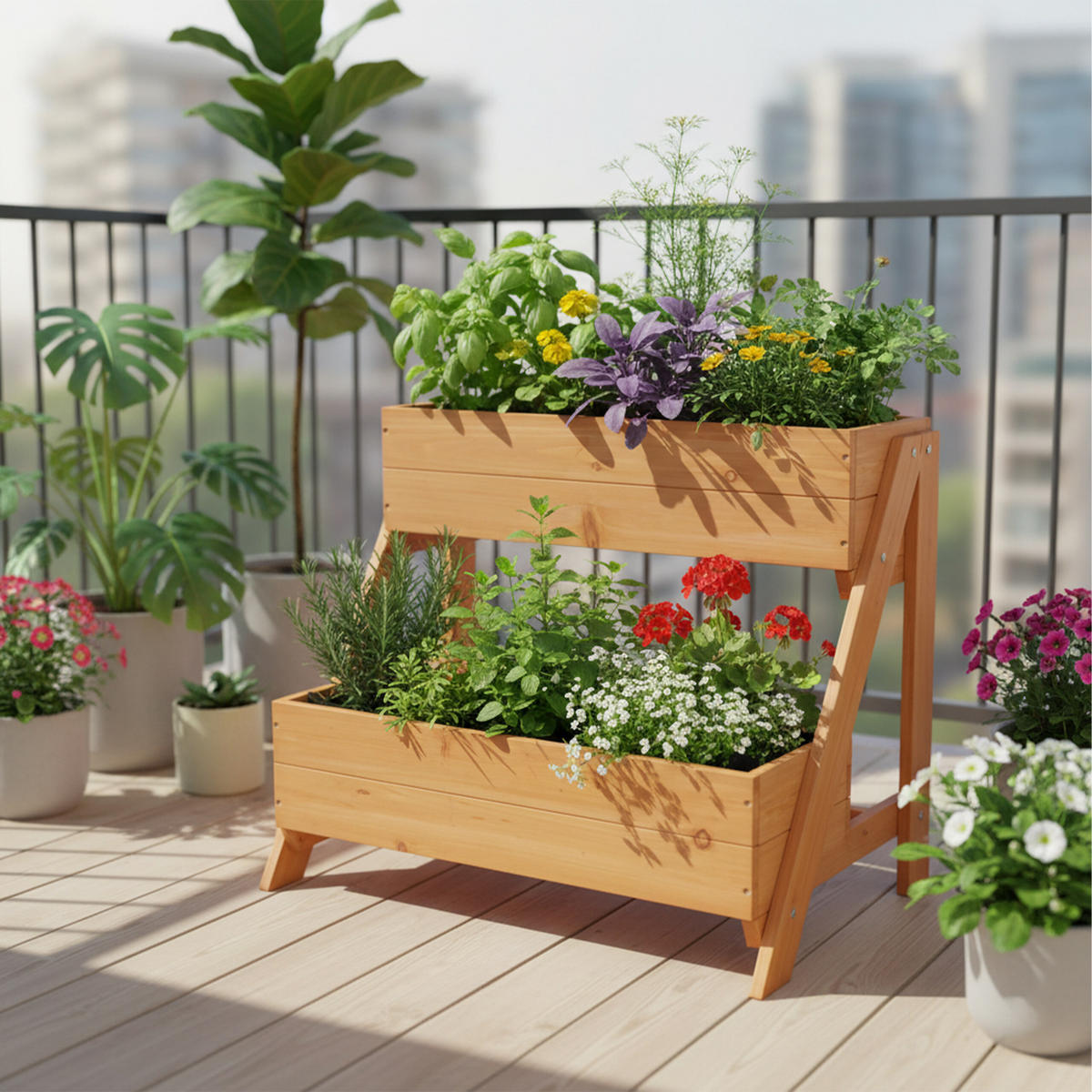 VERTIKÁLNY záhon - oranžová, drevo (62.5/51.5/44cm) - Relaxdays