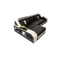 ECKSOFA Arezzo L - Schwarz/Weiß, Leder (194/308cm) - Sofa Dreams