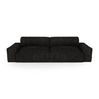 SOFA 3-SITZER Gerippter Samt XXL Schwarz 220cm - Schwarz, Textil (220/75/120cm) - Sia Home
