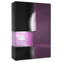 VITRINE Morena Tür und Einsatz in Brombeer Hochglanz - Brombeere, Holzwerkstoff (91.5/136.5/37cm) - Vladon
