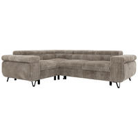 ECKSOFA FALCO L - Hellbraun Cord - Links Seite - Hellbraun/Schwarz, Textil/Metall (197/268cm) - MKS