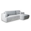 ECKSOFA SENTI K R-S Hellgrau Plüsch-Stoff mit Schlaffunktion - Hellgrau, Holz (246/148cm) - MASSENO
