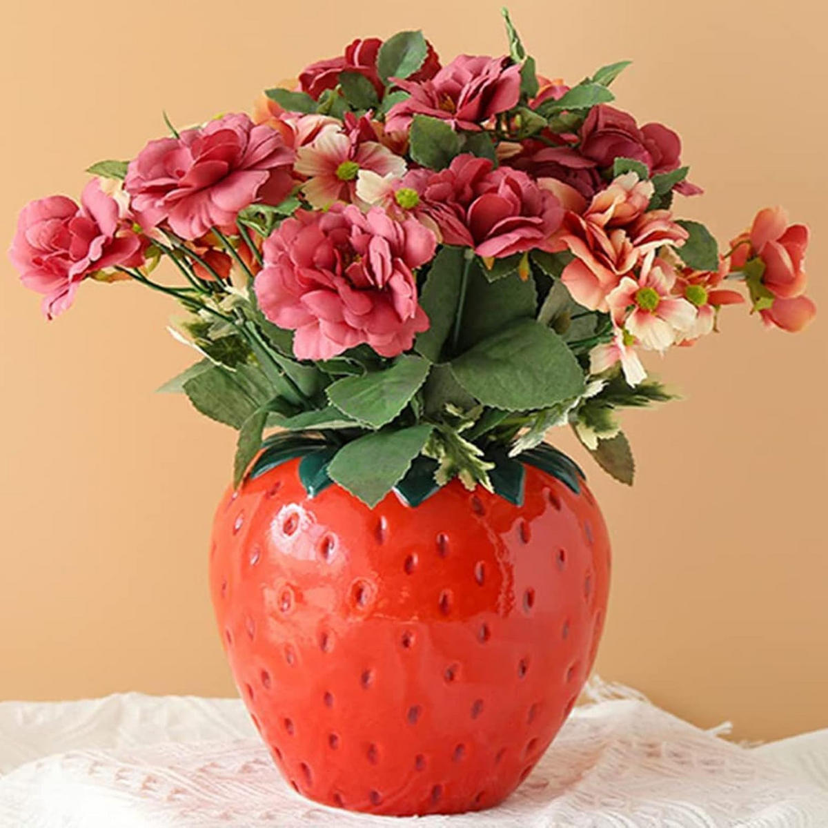 VASE 15 cm Keramik - Rot, Keramik (15cm) - LIBRATON