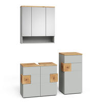 BADMÖBEL-SET Eden Grau 3 Teile - Hellgrau/Grau, Holzwerkstoff (73/64/37cm) - Vicco