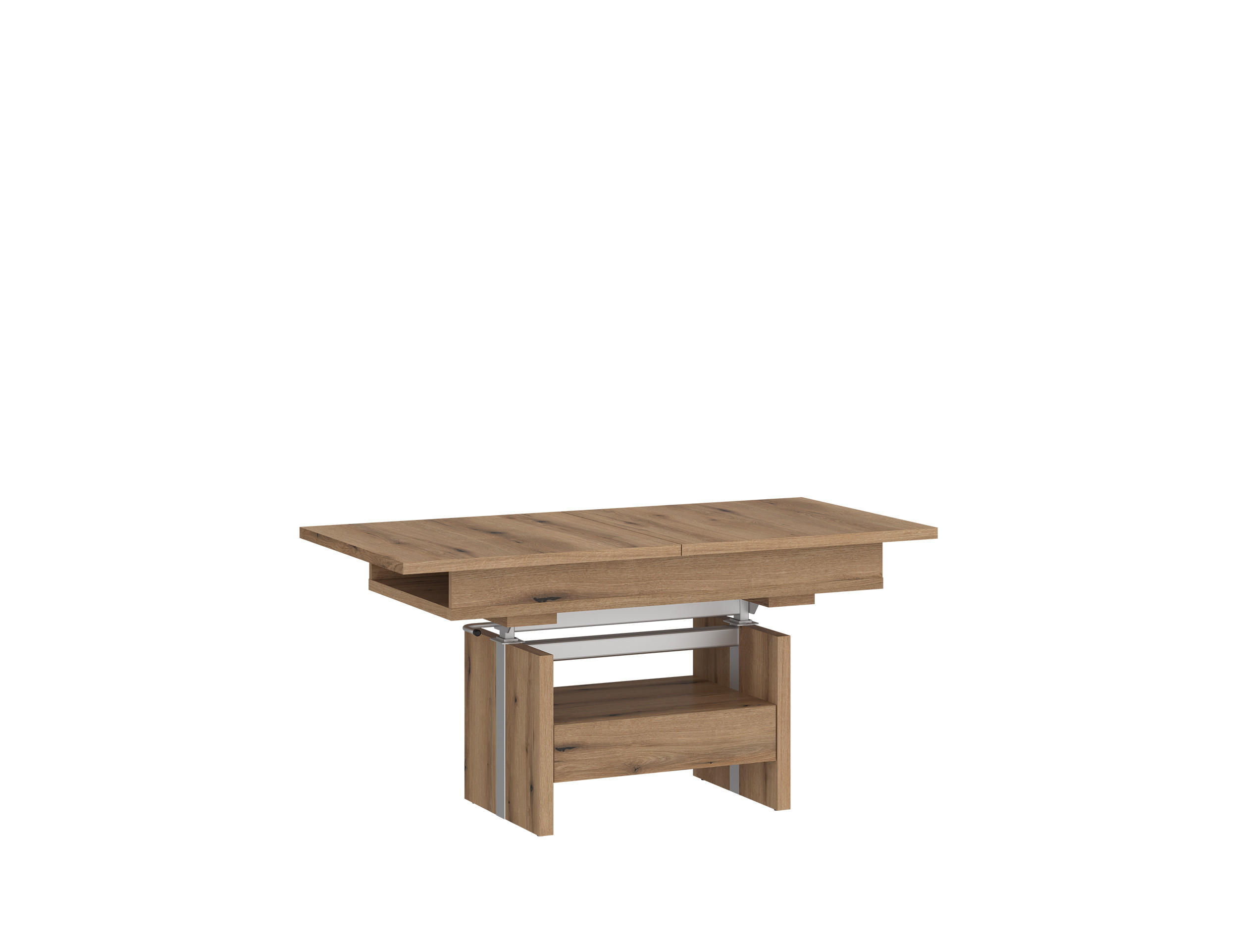 COUCHTISCH rechteckig ausziehbar höhenverstellbar Schubalde 110/64/56 cm - Eichefarben, Holzwerkstoff (65/110/56cm) - designimpex