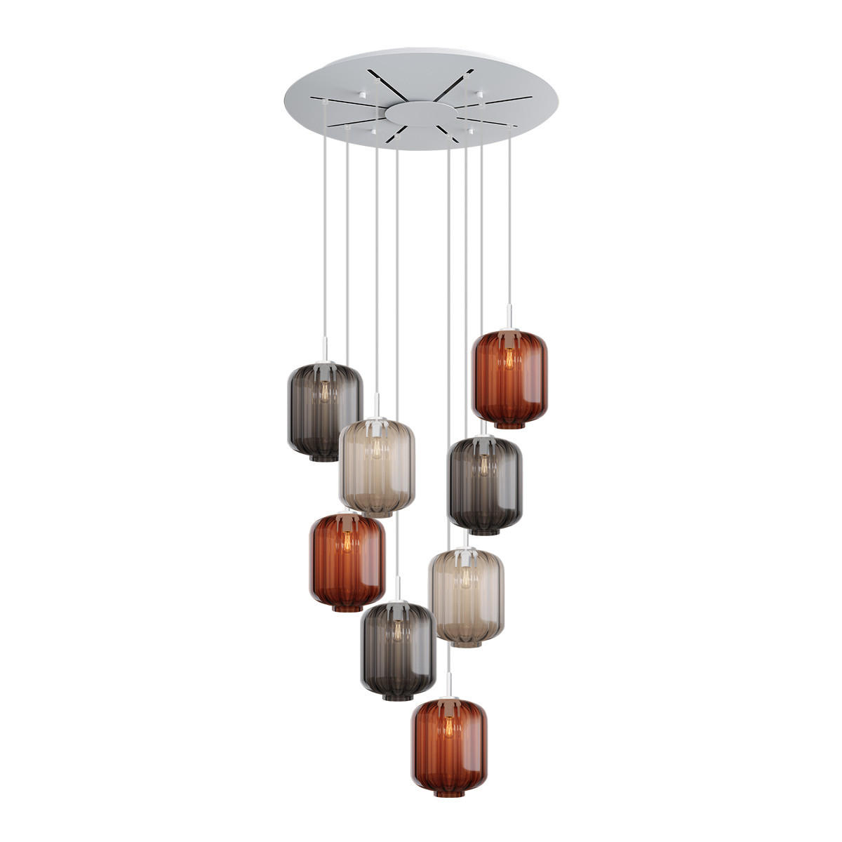GALERIELEUCHTE Velo 8-flammig Mehrfarbig Ø 25cm - Multicolor/Weiß, Glas (25/25/27cm) - s.luce