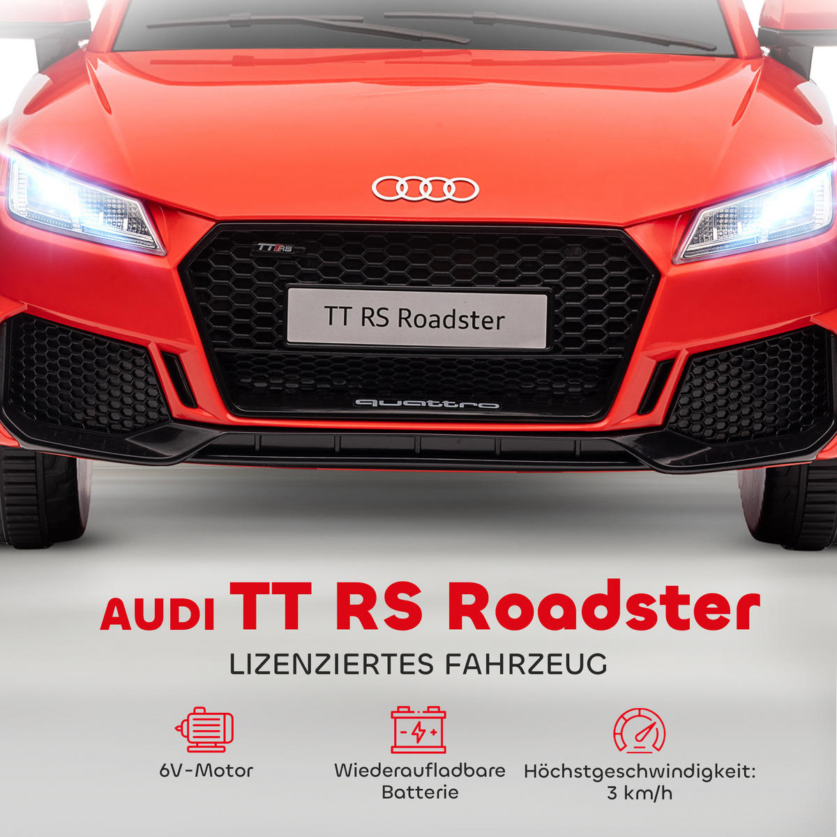 KINDERFAHRZEUG Fernbedienung Elektroauto MP3 3–5 Jahre Kunststoff Rot - Rot, Metall (102/60/44cm) - HOMCOM