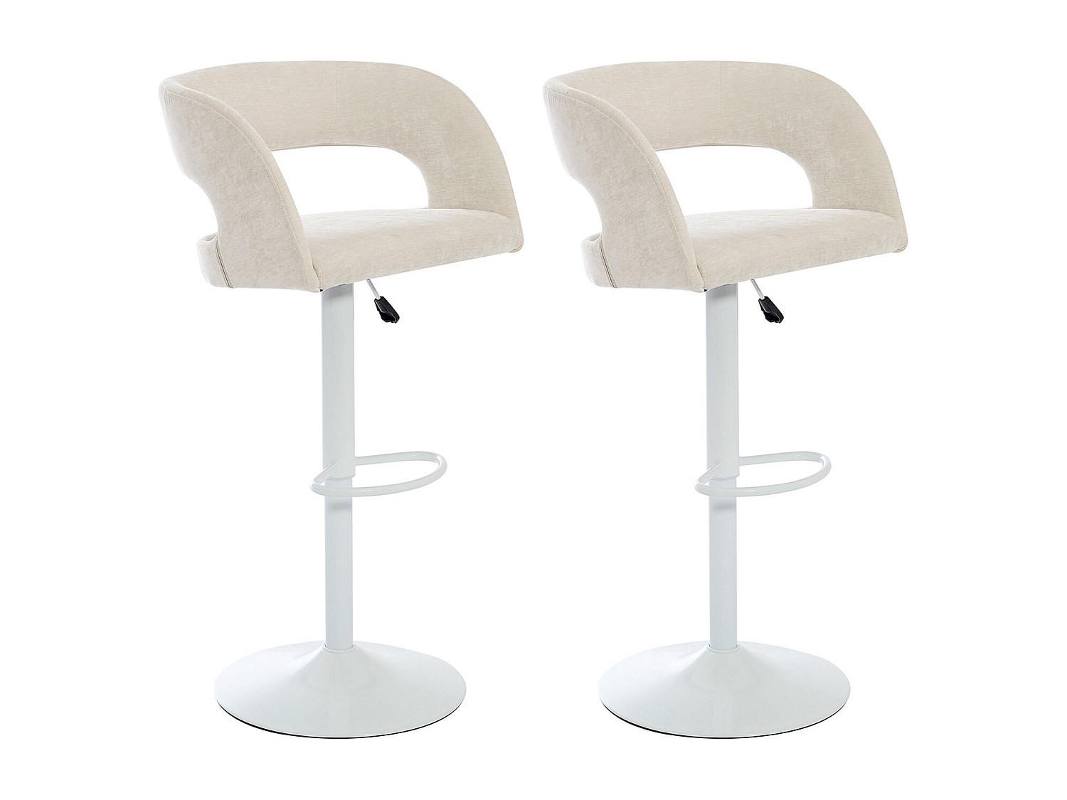 BARHOCKER 2er-Set höhenverstellbar - Stoff & weißes Metall - Cremefarben - LAJUNIA - Creme, Textil (53/108.5/52.5cm) - Vente-Unique