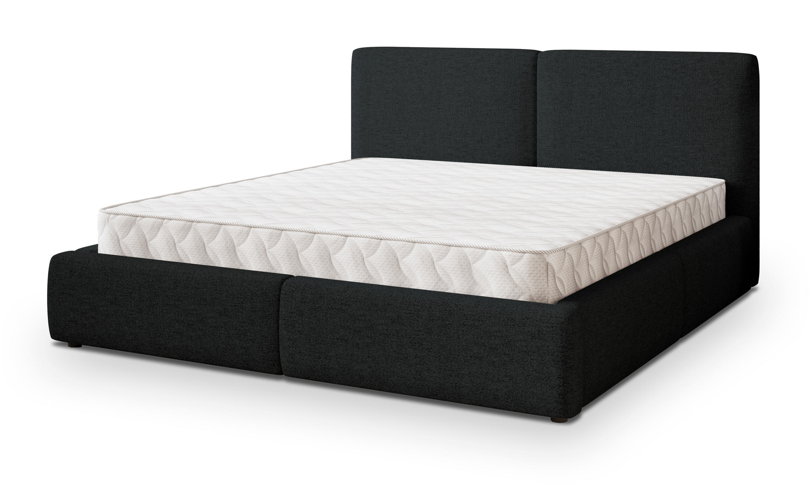 POLSTERBETT FELURO 160x200 cm mit Bettkästen - Schwarz - Schwarz, Holz (160/200cm) - MASSENO