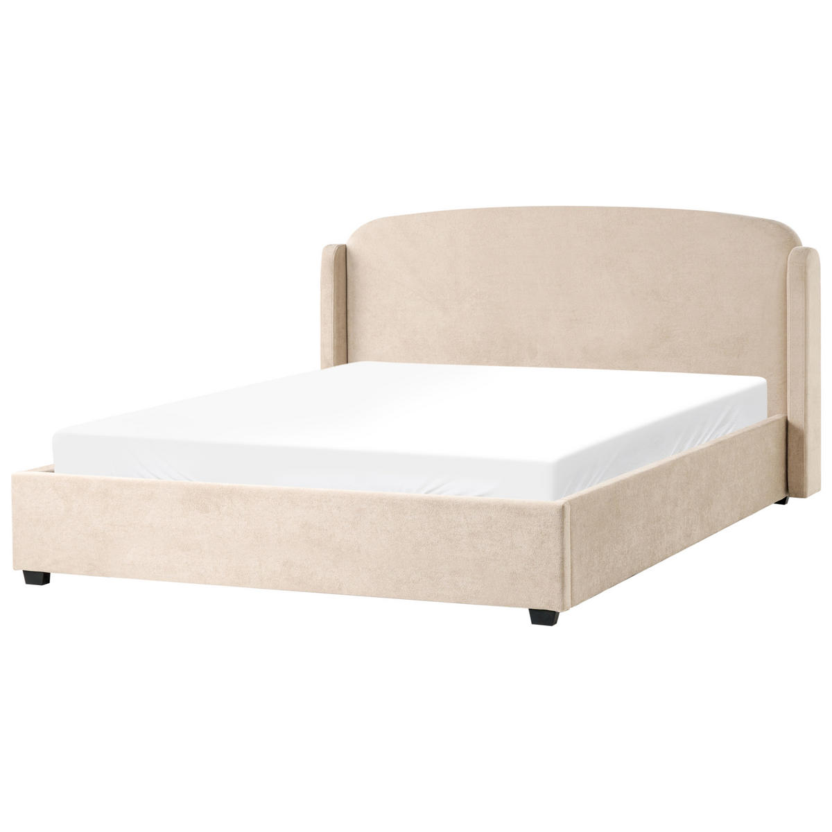 BETT mit Stauraum 180/200 cm Stoff Taupe Bernay - Taupe, Textil (180/200cm) - Beliani