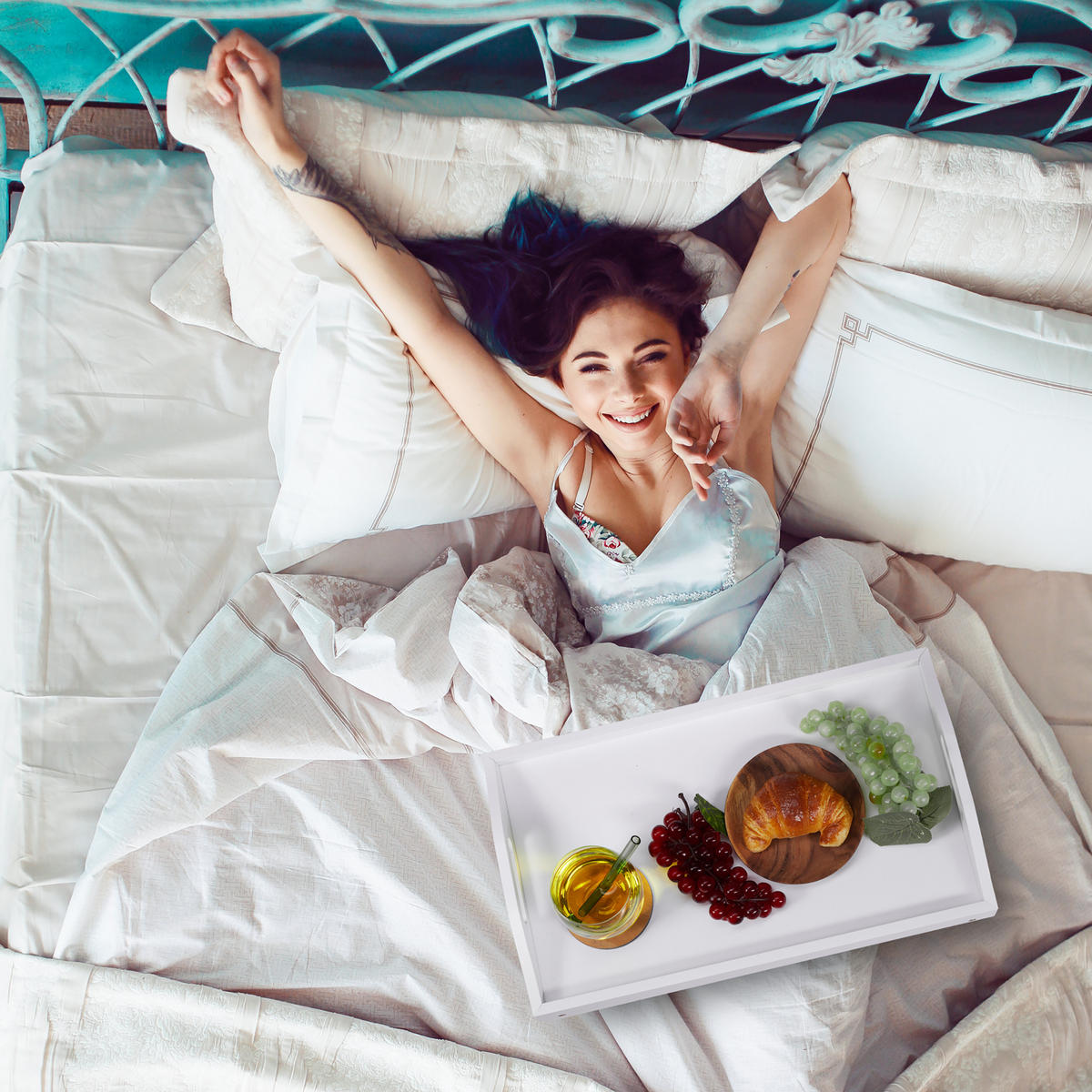 BETTTABLETT - Weiß, Holz/Holzwerkstoff - Relaxdays