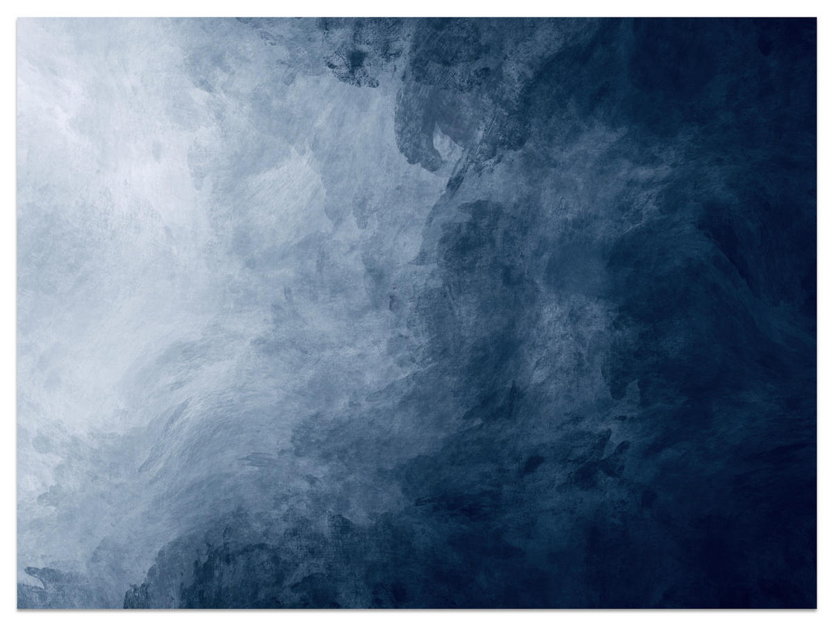 FOTOTAPETE für Badezimmer Dunkelblaues Ombre Aquarell 250x175 - Blau/Weiß, Papier (250/175cm) - Muralo