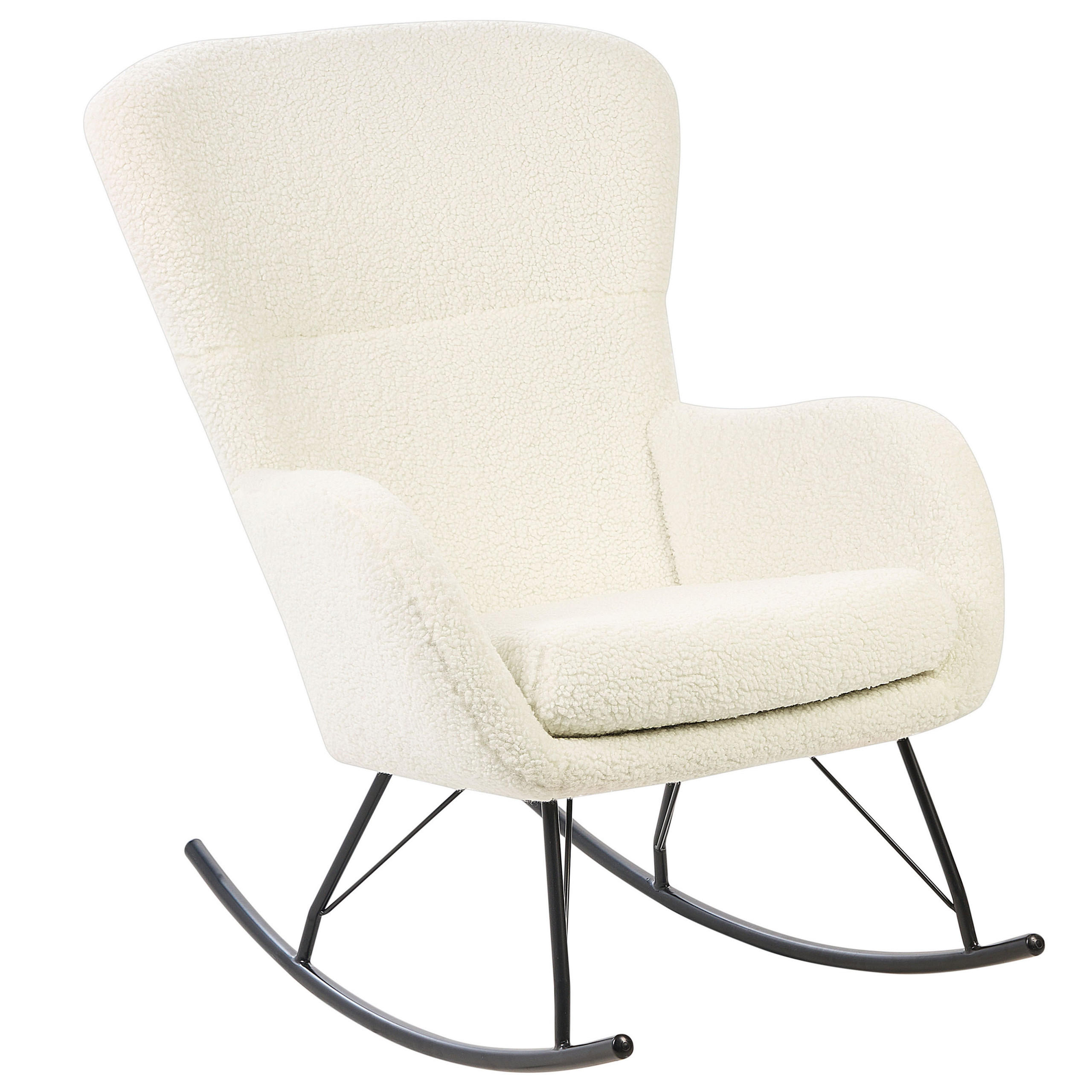 SCHAUKELSESSEL Bouclé Cremeweiß /Schwarz Anaset - Creme, Textil/Metall (74/99/99cm) - Beliani