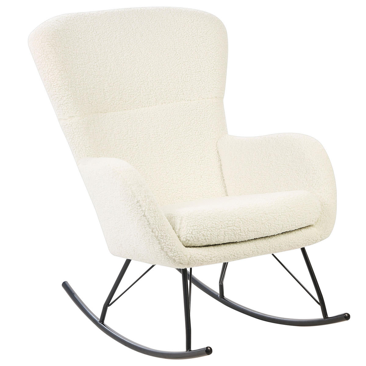 SCHAUKELSESSEL Bouclé Cremeweiß /Schwarz Anaset - Creme, Textil/Metall (74/99/99cm) - Beliani