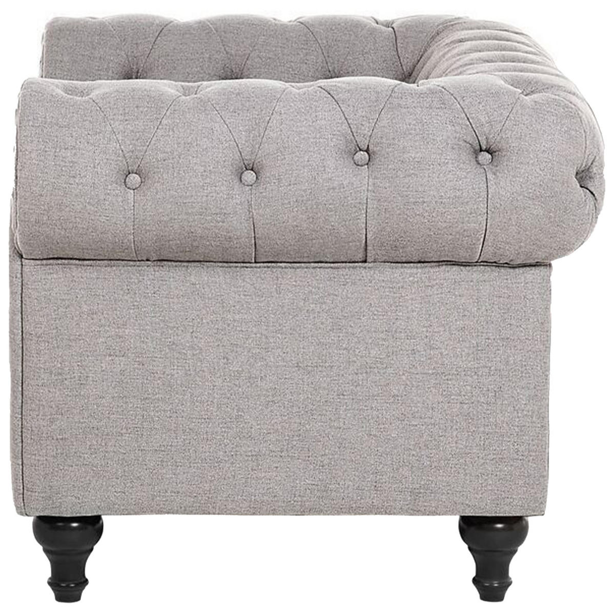 SOFA-SET 4-sitzer Polyester Hellgrau Chesterfield - Hellgrau, Textil (202/70/75cm) - Beliani
