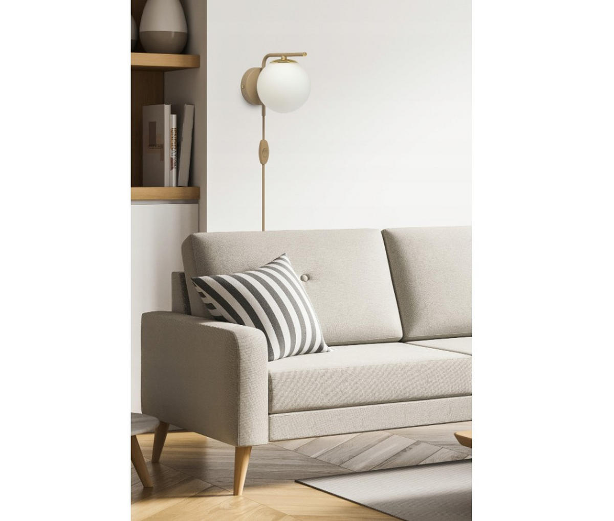 WANDLEUCHTE ECRU II - Beige/Goldfarben, Glas/Metall (20/16/14cm) - kiki design