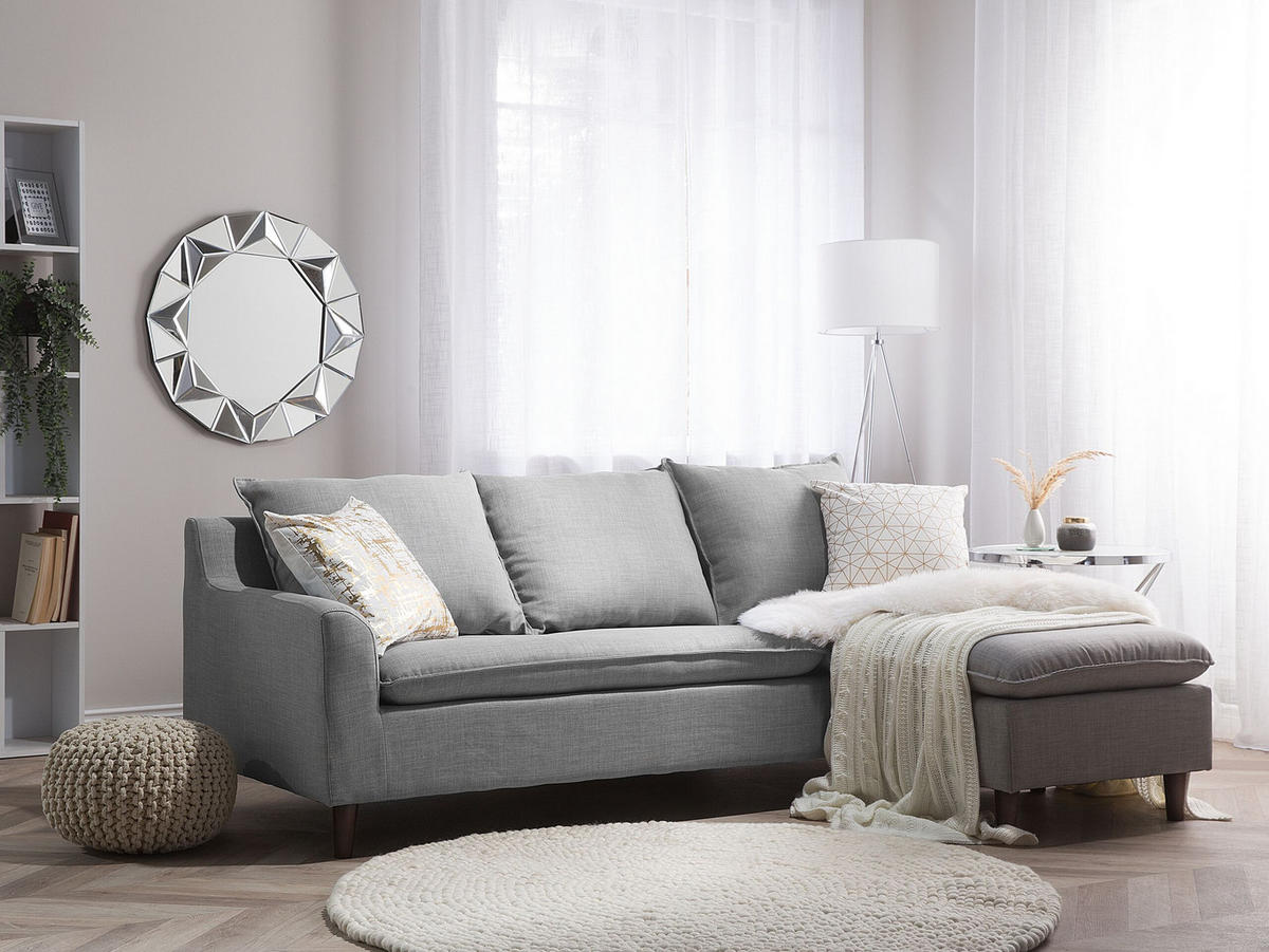 ECKSOFA Polsterbezug Hellgrau Elvenes - Hellgrau, Textil (206/140cm) - Beliani