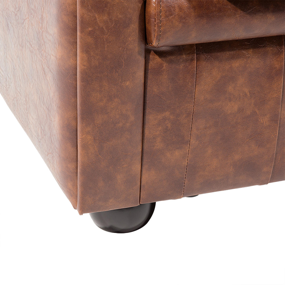 SESSEL Kunstleder Goldbraun Chesterfield - Schwarz/Braun, Kunststoff (108/70/80cm) - Beliani