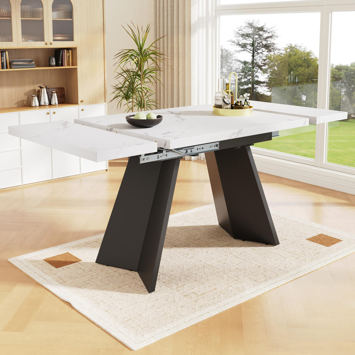 ESSTISCH weiß und schwarz 159/74/77 cm - Schwarz/Weiß, Holz/Metall (74/159/77cm) - Urban Meuble