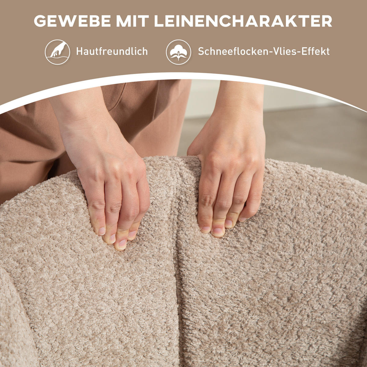 SESSEL Loungesessel mit Armlehne, 360° Drehfunktion, Leinenoptik, Hellbraun - Braun, Textil (58.5/78.5/59cm) - HOMCOM