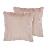 DEKOKISSEN 2er-Set Pastellrosa 45/45 cm Pumila - Pink, Textil (45/45cm) - Beliani