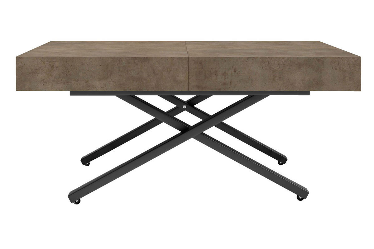 COUCH-/ESSTISCH Sanna X Chicago Concrete dunkelgrau 120 - 200 / 80 / 27 - 80cm - Dunkelgrau/Schwarz, Holz/Holzwerkstoff (80/120/27cm) - Feldmann-Wohnen