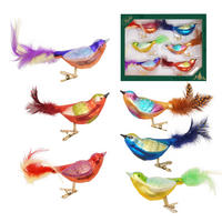 CHRISTBAUMSCHMUCK Fantasievögel Mehrfarbig 9cm (Glas / 6 Stk.) - Multicolor, Glas (4/4/9cm) - Krebs Glas Lauscha