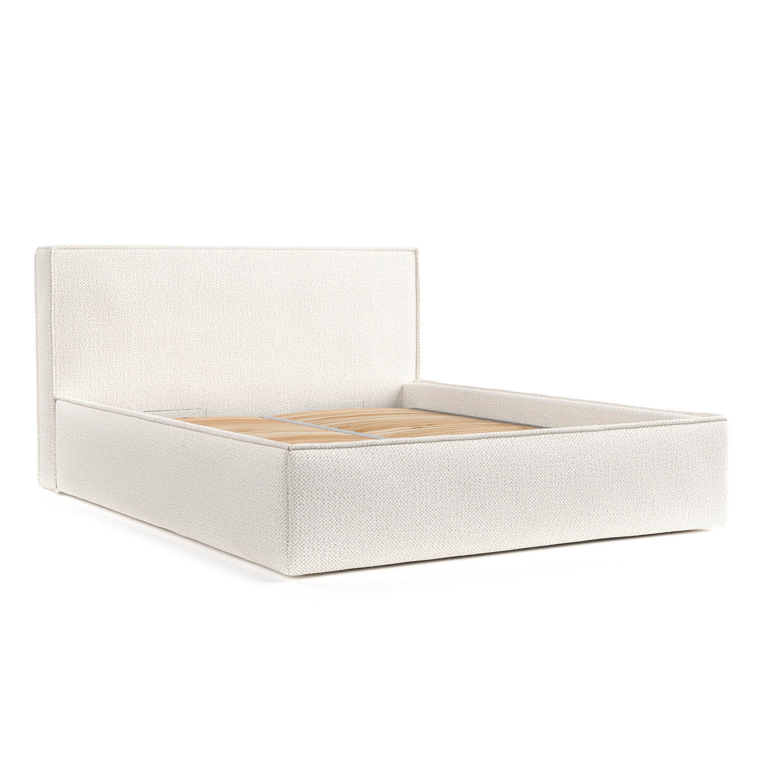 POLSTERBETT Lounge Creme 140/200 cm im Chenille-Stoff - Creme/Schwarz, Holz/Holzwerkstoff (140/200cm) - Maison de Reve