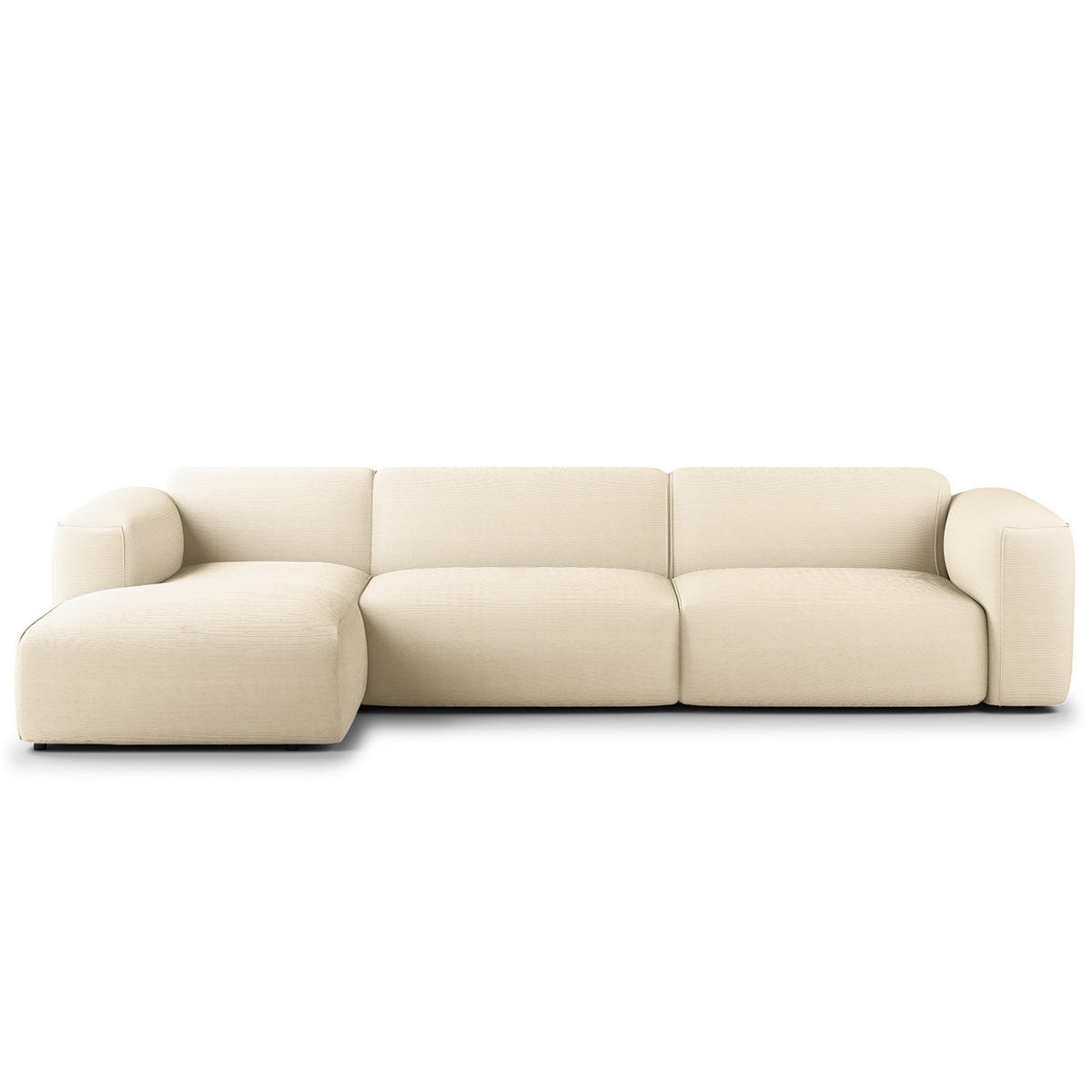 3-SITZER ECKSOFA mit Longchair - Beige/Schwarz, Kunststoff/Textil (317/173cm) - home24